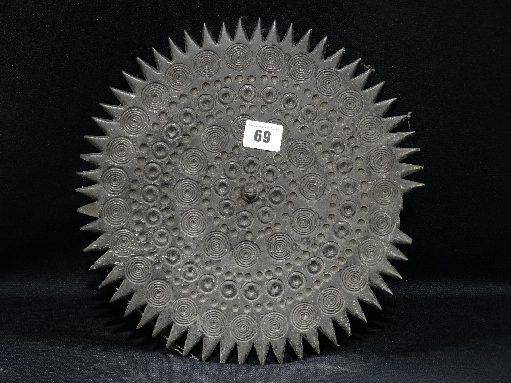 A Welsh Folk Art, Carved Slate Disc, With Geometric Pattern, 11" Dia (Minor Damage To Edge)