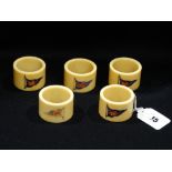Five Faux Ivory Serviette Rings With Welsh Dragon Shipping Flag Motif