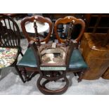A Pair Of Victorian Mahogany Balloon Backed Chairs & One Other
