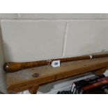 A Poker Work Decorated Cane, 30" Long