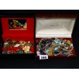 Two Small Boxes Of Costume Jewellery