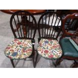 A Pair Of Spindle Back Kitchen Type Chairs