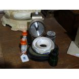 A Small Parcel Of Collectables To Include Glass Inkwell, Crested China Candle Holder Etc (6)