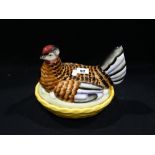 A Staffordshire Pottery Coloured Hen On Nest, 9" Across