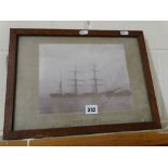 A Framed Photographic Image Of The Ship Conway Castle, Dated 1897