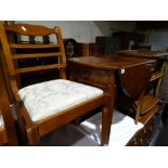 A Yew Wood Finish Reproduction Drop Leaf Table & Pair Of Similar Chairs