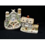 A Staffordshire Pottery Spill Holder Vase Depicting Norwich Castle, Together With A Staffordshire