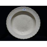 A Circular Creamware Dished Serving Plate, 15"