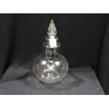 A Circular Based Globular Glass Chemist Shop Bottle & Stopper