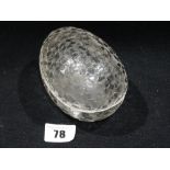 A Glass Egg Shaped Covered Box By Rene Lalique, Moulded Mark To The Base, 4.5"