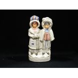 A Rare Staffordshire Pottery Group Of Darby & Joan, 11" High