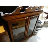An Antique Pitch Pine Two Door Bookcase Cupboard Top
