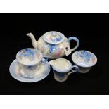 A Shelley "Tea For Two" Set Of Three Piece Service & Two Cups & Saucers, Marked Phlox & No W12189