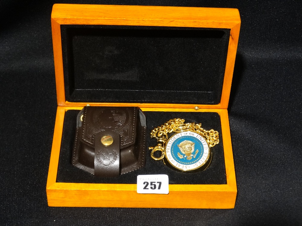 A Contemporary Collectors Pocket Watch & Chain With Emblem Of The President Of The United States