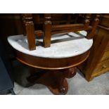 A Victorian Marble Topped Half Moon Hall Stand