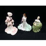 A Royal Doulton China Figure Together With Two Coalport China Figures