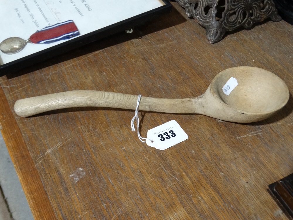 A Carved Wooden "Cawl" Ladle