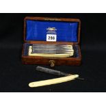 A Complete Set Of 7 Cut Throat Razors, Each Marked With Separate Day Of The Week & Contained In