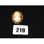 A Shell Cameo Portrait Brooch Within A 9ct Gold Frame