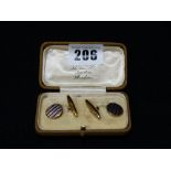 A Pair Of Boxed 9ct Gold & Blue Enamel Art Deco Period Cufflinks