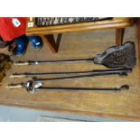 A Set Of 18th Century English Steel & Brass Fire Tools, 29"