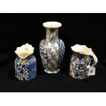 Two Masons Ironstone Applique Pattern Jugs, Together With A Matching Vase (3)
