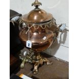 A 19th Century Copper Samovar With Brass Tap & Milk Glass Handles