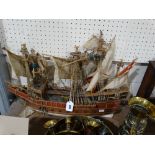 A Mid 20th Century Wooden Model Galleon
