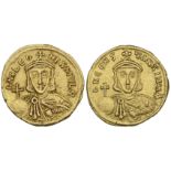 Leo III (717-741), solidus, c.737-741, facing bust holding globus cruciger; legend ends S, rev.,