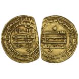 Abbasid, al-Muktafi (289-295h), dinar, al-Basra [29]1h, rev,.citing Wali al-dawla, 3.43g (Bernardi