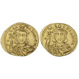 Constantine V (741-775), solidus, 741-751, facing bust with cross potent; legend ends ΘC, rev.,