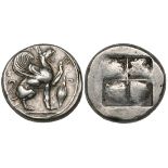 Ionia, Teos, stater, c. 478-449 BC, ΤΗΙΩΝ, griffin seated right with curled wing and left forepaw