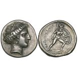 Locris, Locris Opuntii, stater, c. 350-340 BC, head of Persephone right, hair wreathed with