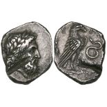 Elis, Olympia, stater, c. 300-276 BC, laureate head of Zeus right, rev., F-A, eagle standing right