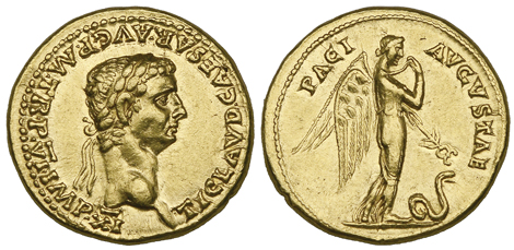 Claudius (41-54), aureus, Rome, 46-47, TI CLAVD CAESAR AVG P M TR P VI IMP XI, laureate head