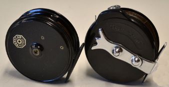 Reels: Fine Allcocks Popular" 3.5" black alloy fly reel with smooth face plate and mottled rear back