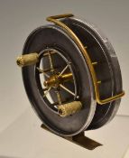 Scarce Allcock Aerial Popular 4" alloy centre pin reel: narrow drum fitted with skilfully custom