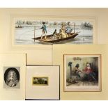 Collection of various coloured engraved prints (4): Charles Cotton and Walton - after W Alexander