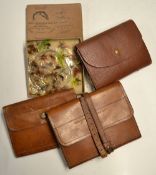 Hardy Cast Cases (2): 2x Hardy "Houghton" leather cast cases c/w 4x chamois pockets (G) one with