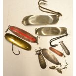 Lures (8): Hardy Bros Selection of Spoons to Jim Vincent Broads Spoon together with Greenwell,