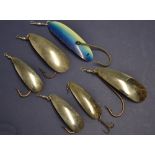 Big Game/Sea Fishing Baits (6): 4x Made in England Sheffield Plate spoons 2x 5.25" and 2×4.25"
