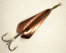 Geens Pat Combined Phantom and Spoon bait c.1900 - 3.25" body copper finish with scale effect,