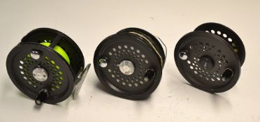 Orvis Spey 4" Barstock alloy salmon fly reel and spare spools (3): - wide drum model, rear disc