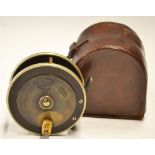 Good "The Fly Fishers SEJ Winch" 2.75" reel stamped D Slater Maker Newark -brass and ebonite reel