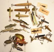 Lures: 8x Hardy Fly Minnows together with 4x lead head spinners and assorted Devons (25+)