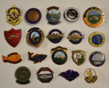 Collection of 19x Angling Club Badges - mostly brass and enamel to incl Christchurch and District,