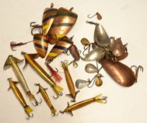 Lures: Assorted Hardy Bergen & Fly Spoons together with 4x Revolving Blade Spoons and 6x Golden