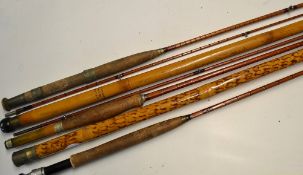 Hardy and other selection of interesting rods with whole cane tip tubes (3) to incl "The Hardy