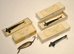 Collection of Farlow's boxed lures (3): 3 inch Phantom on card; 3.5" sea trout rubber minnow