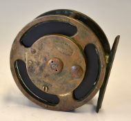Percy Wadham Newport I.O.W Reel: 3.5" brass cage and ebonite perforated drum, with correct unusual